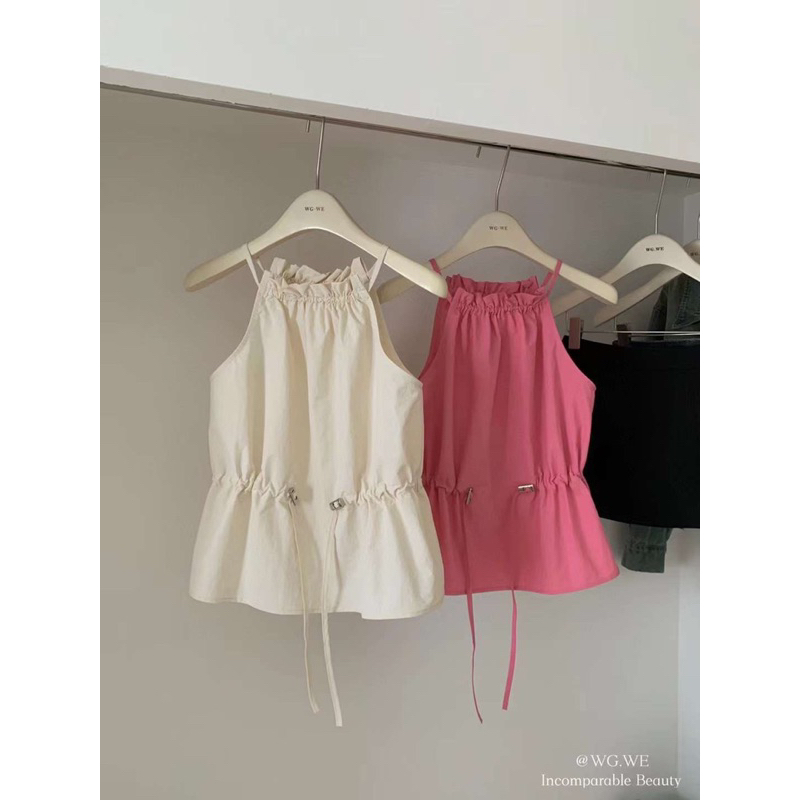 Áo Yếm phối dây rút eo màu vintager hàng chuẩn QC loại 1 siêu xinh ảnh thật - sẵn