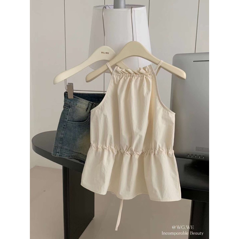 Áo Yếm phối dây rút eo màu vintager hàng chuẩn QC loại 1 siêu xinh ảnh thật - sẵn