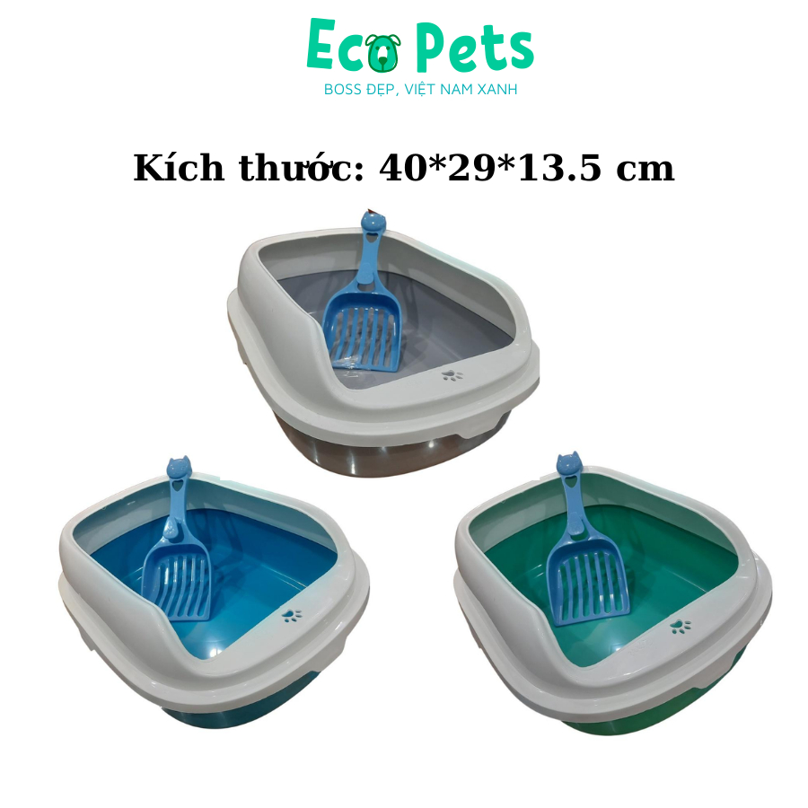 Khay vệ sinh ECOPETS cho mèo con tặng kèm xẻng thành cao sản xuất tại Việt Nam chắc chắn chống văng cát