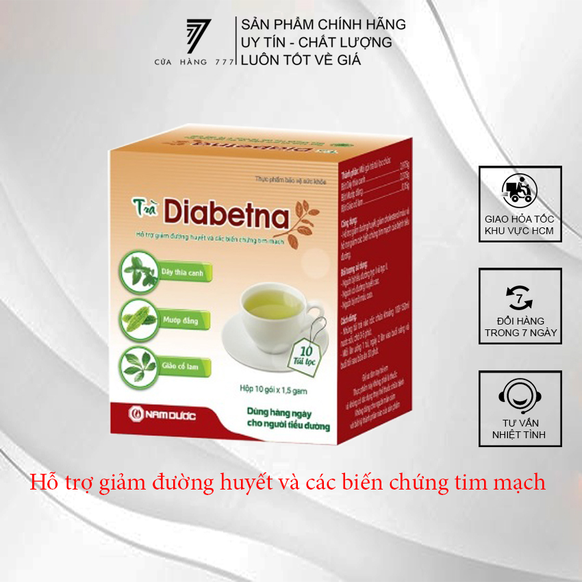 Trà Diabetna cho người tiểu đường - hỗ trợ hạ đường huyết và mỡ máu hộp 10 gói túi lọc