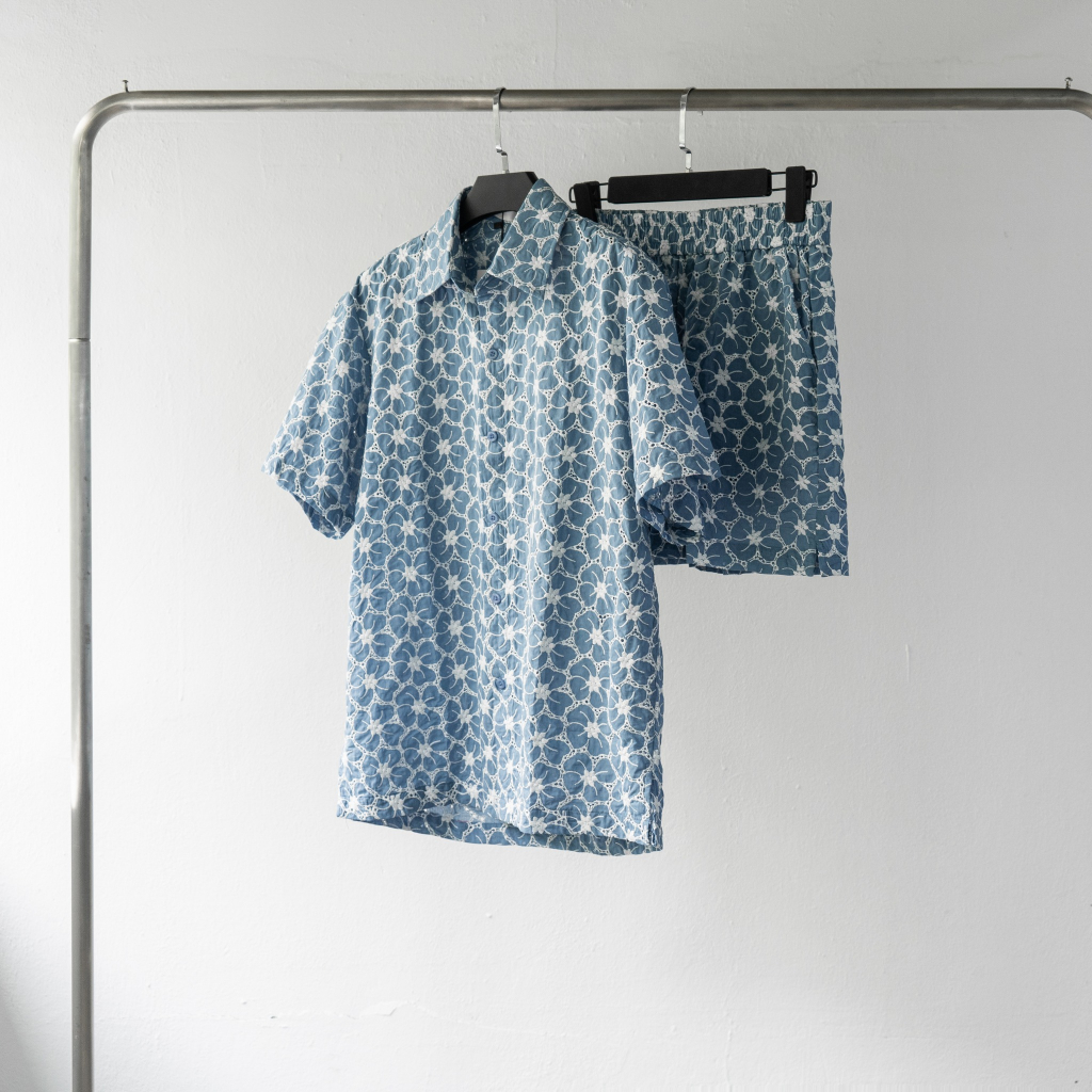 Set áo sơ mi ngắn tay quần short 3 màu UNCLÉ Fletcher