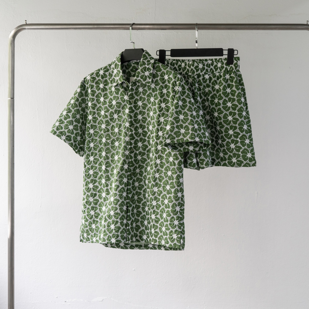 Set áo sơ mi ngắn tay quần short 3 màu UNCLÉ Fletcher