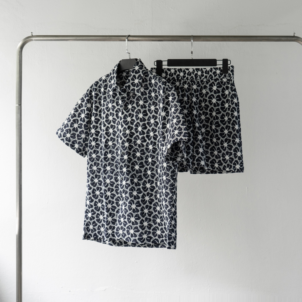Set áo sơ mi ngắn tay quần short 3 màu UNCLÉ Fletcher
