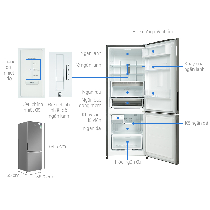 Tủ lạnh Electrolux Inverter 308 lít EBB3402K-A - HÀNG CHÍNH HÃNG