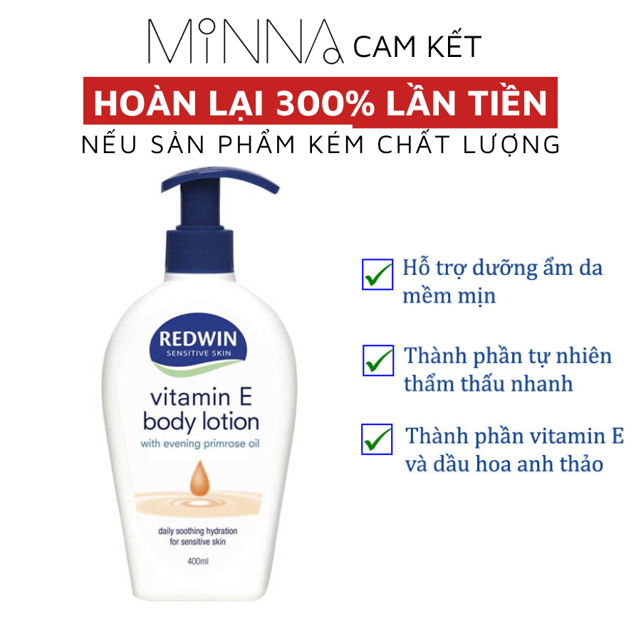 Sữa Dưỡng Thể Redwin Vitamin E Sensitive Skin Body Lotion Úc - Chai 400ml