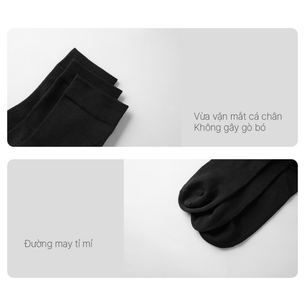 HLA - Bộ 3 đôi vớ nam cao cấp co giãn hút ẩm tốt thoáng khí Simple solid color moisture-absorbing comfortable socks