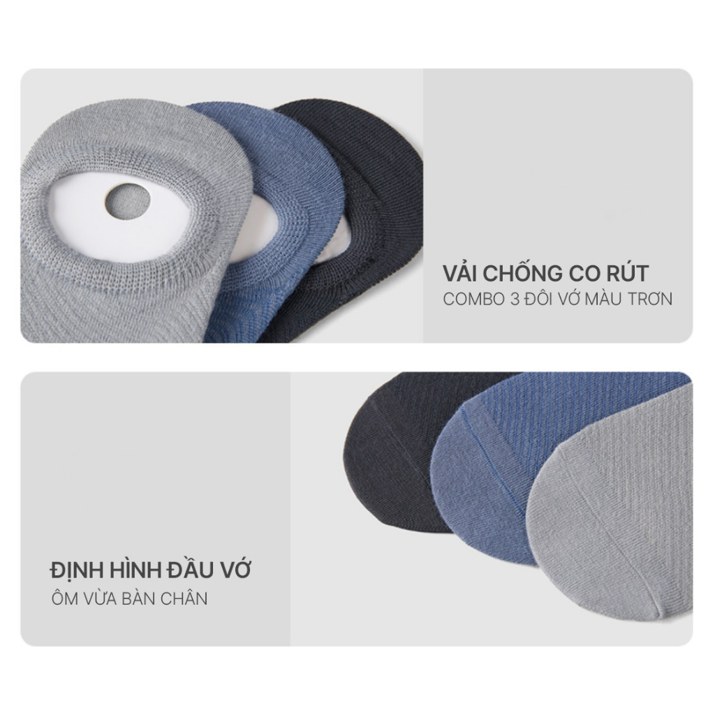 HLA - Bộ 3 đôi vớ nam cao cấp mềm nhẹ thoáng mát thấm hút mồ hôi Combo 3 pairs of soft moisture-absorbing socks