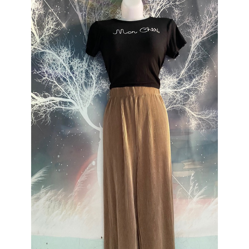 Set quần dập li áo croptop
