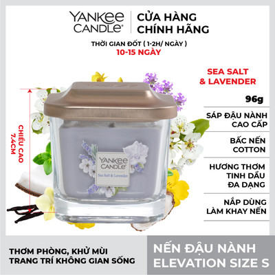 Nến ly vuông Elevation Yankee Candle size S - Sea Salt Lavender (96g)