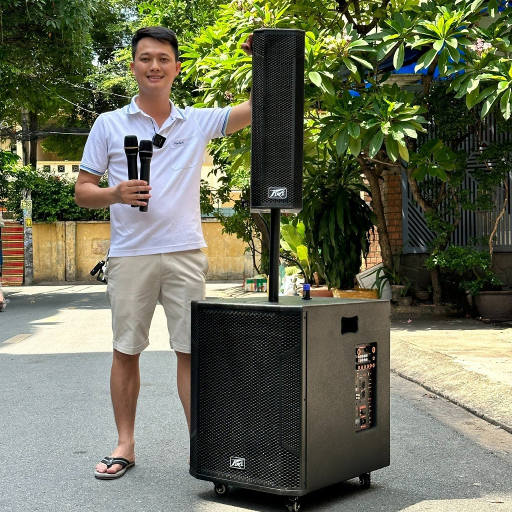 Loa Kéo Karaoke LW1565 Công Suất 500W Kèm 2 Micro Bluetooth Bass 40cm Siêu Trầm Hỗ Trợ Bluetooth, USB, Thẻ Nhớ.