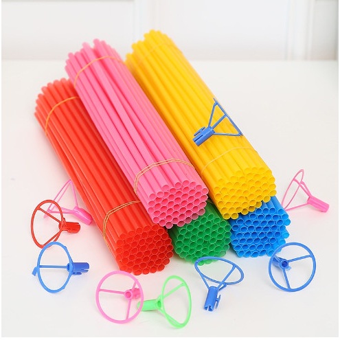 100 Que cắm bóng bay, gài bóng 27 cm có phễu gắn, dùng phát bóng quảng cáo, trang trí sinh nhật, bé chơi