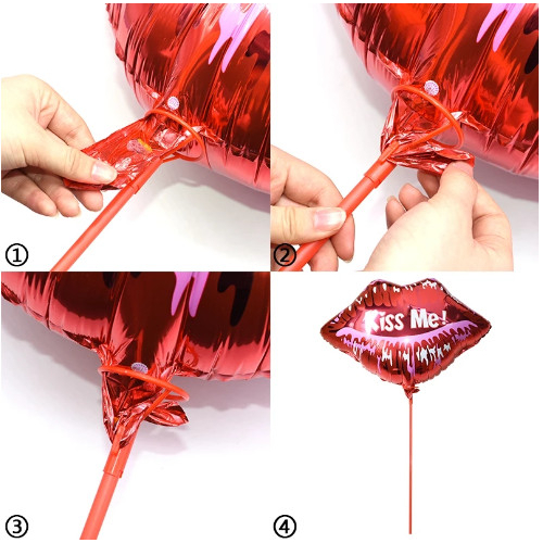 100 Que cắm bóng bay, gài bóng 27 cm có phễu gắn, dùng phát bóng quảng cáo, trang trí sinh nhật, bé chơi