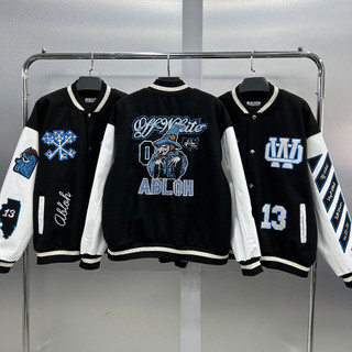 Áo Khoác bomber O.f.f White Ac Milan Varsity Jacket Áo bomber jacket OW x AC Milan kunshopunisex2