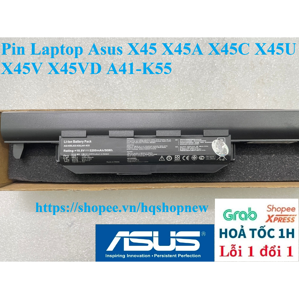 ⚡ Pin Laptop Asus X45 X45A X45C X45U X45V X45VD A41-K55
