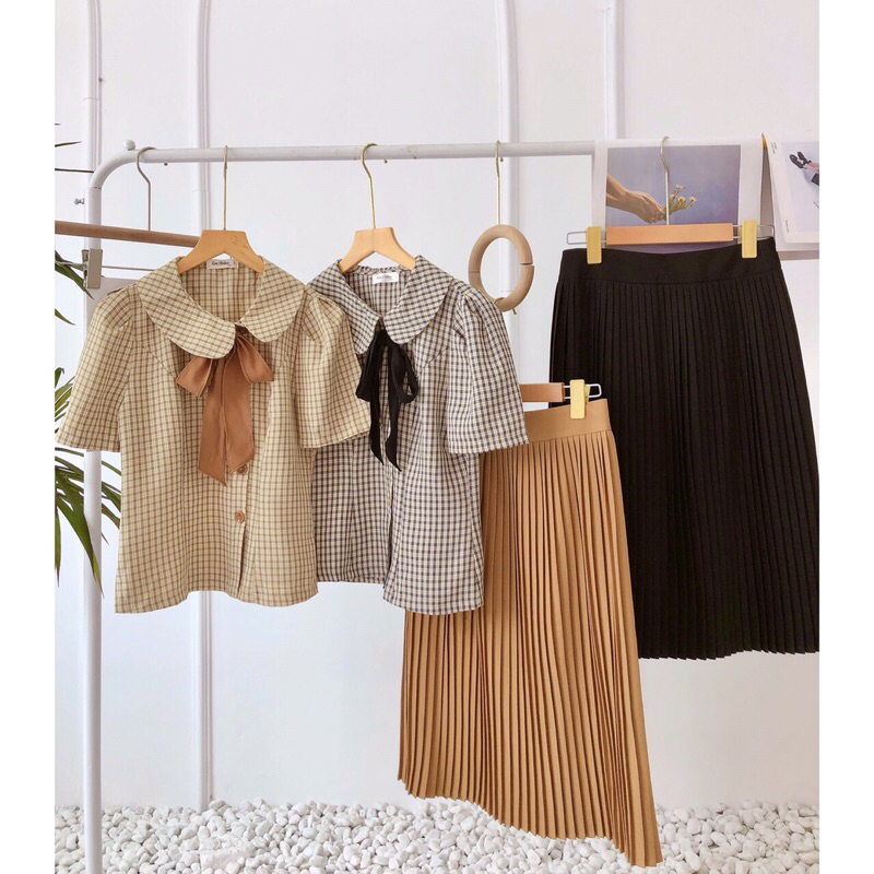 pass chân váy xếp ly size M màu đen + nâu