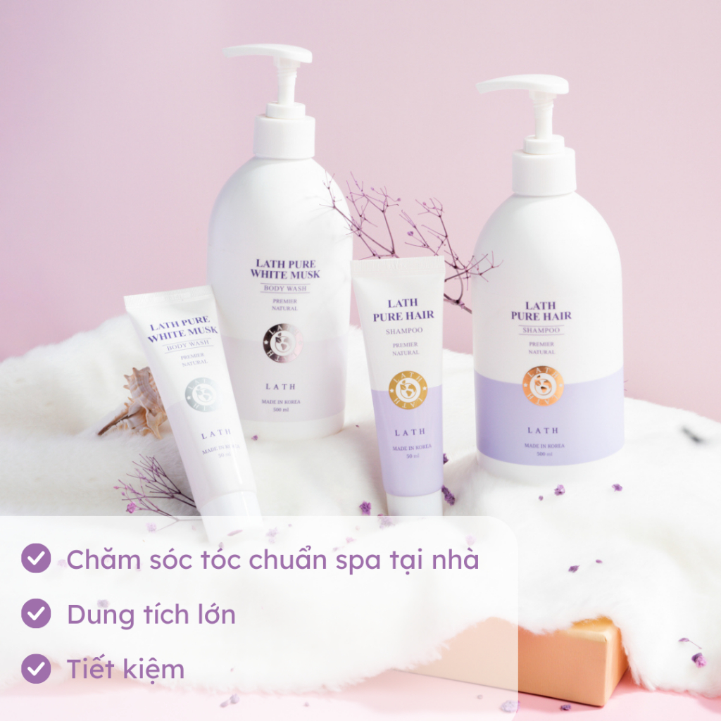 Dầu gội LATH dưỡng tóc bóng mượt,hương mùi phấn hoa Lath Pure Hair 500ml