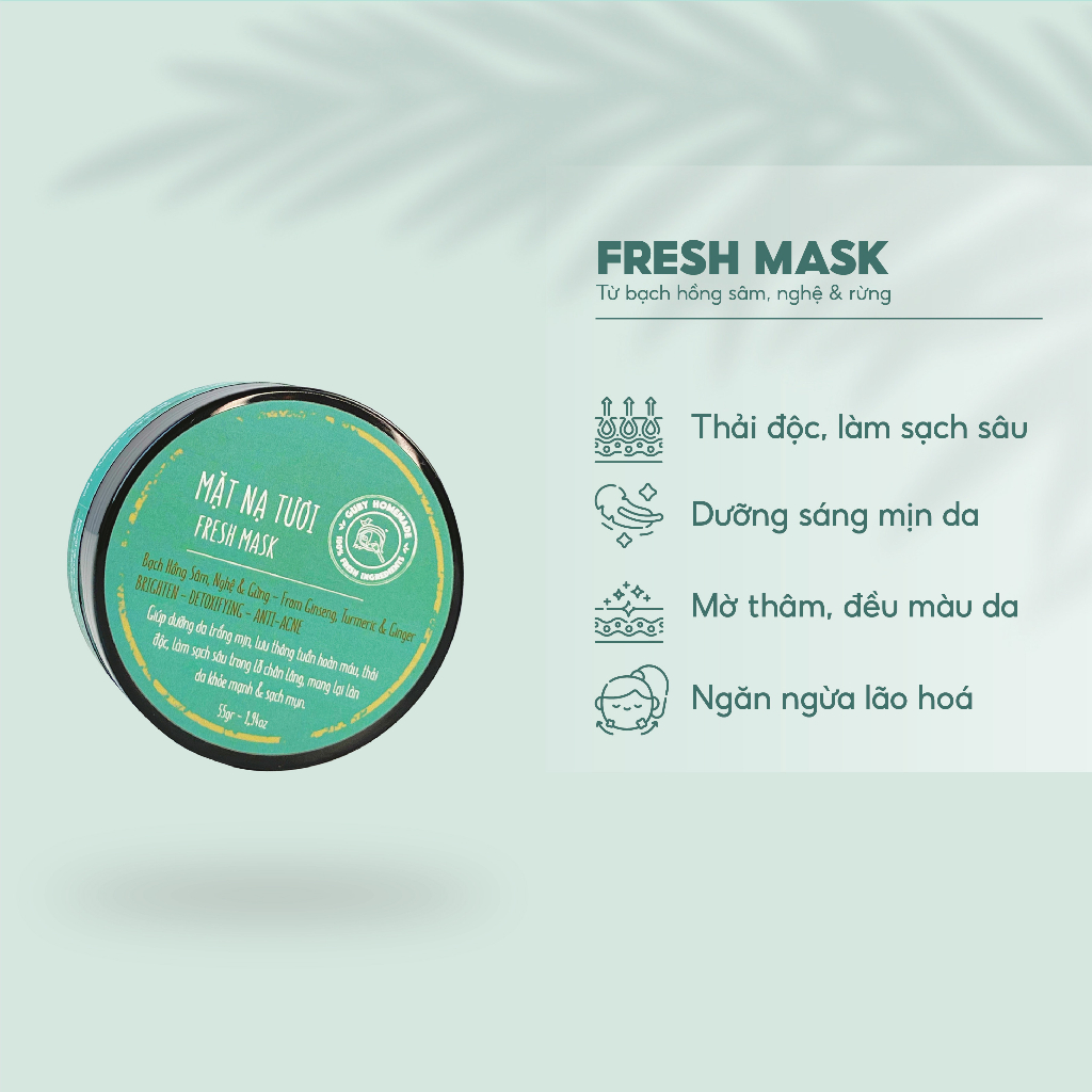 Mặt Nạ Tươi Bạch Hồng Sâm , Nghệ và Gừng FRESH MASK - handmade by GUBY HOMEMADE