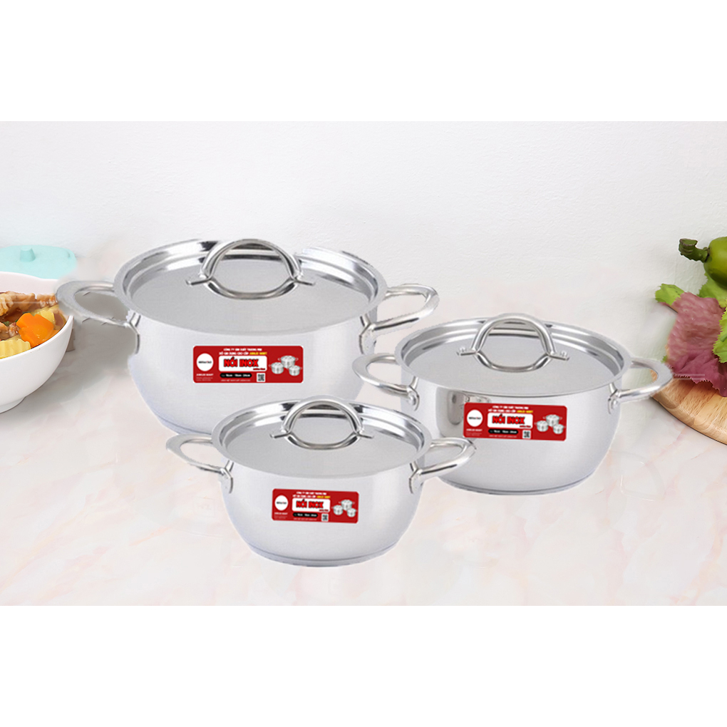 DÙNG ĐƯỢC BẾP TỪ Bộ Nồi Inox 430 Cao Cấp Jubilee Mart, Bộ Nồi Inox Mini Không Kén Bếp, Nồi Inox Giá Rẻ cho mọi gia đình