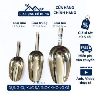 Xúc đá inox 304 loại dày - muỗng xúc đá bằng inox có khoen