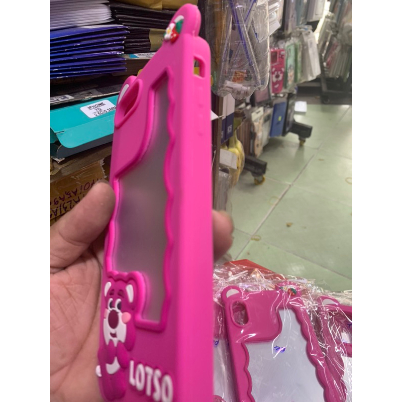 Ốp lưng iPhone 7 Plus /8 Plus dẻo lưng có gương hình gấu dâu