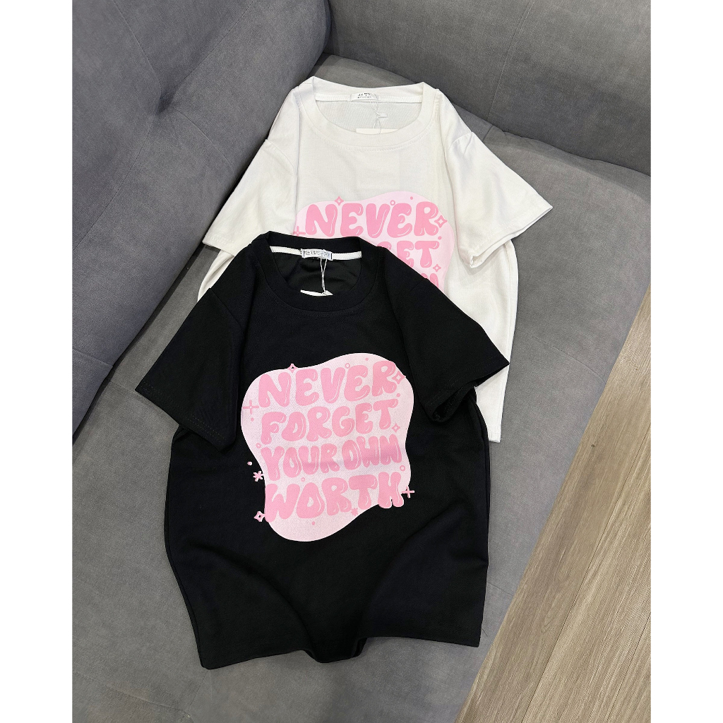 Áo Thun Baby Tee Nữ Dáng Ôm Nhiều Màu In Chữ Never Forget Chất Cotton Mềm Mại Thoáng Mát