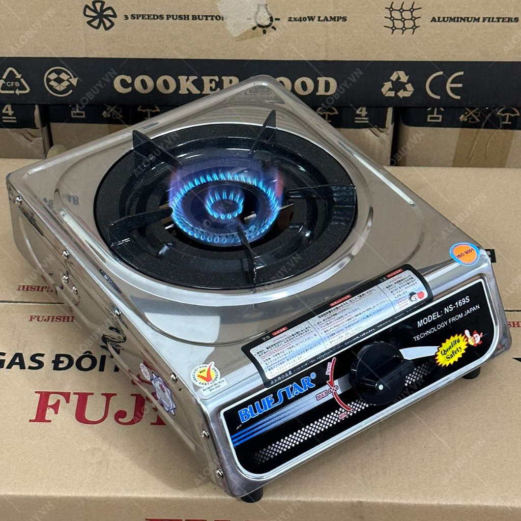 Bếp gas đơn INOX BLUESTAR NS-169S - ĐIẾU GANG ĐÚC LỬA LỚN - Đun nấu nhanh + Tiết kiệm gas - Bảo hành chính hãng 1 năm