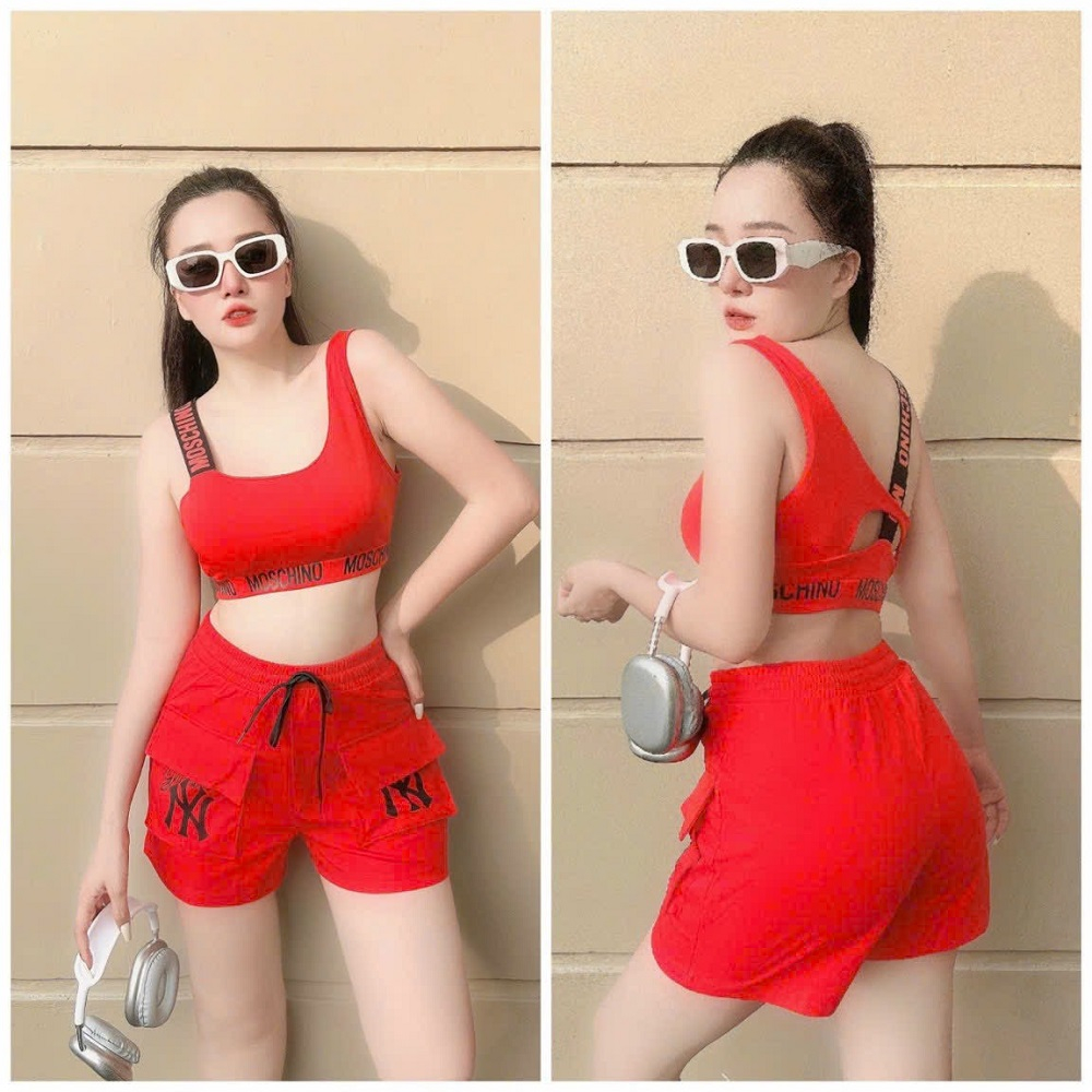 Set Bộ Mix Áo Bra Và Quần Đùi Túi Hộp Chất Thun Cực Xinh (Đồ Tập Gym-Yoga Nữ)