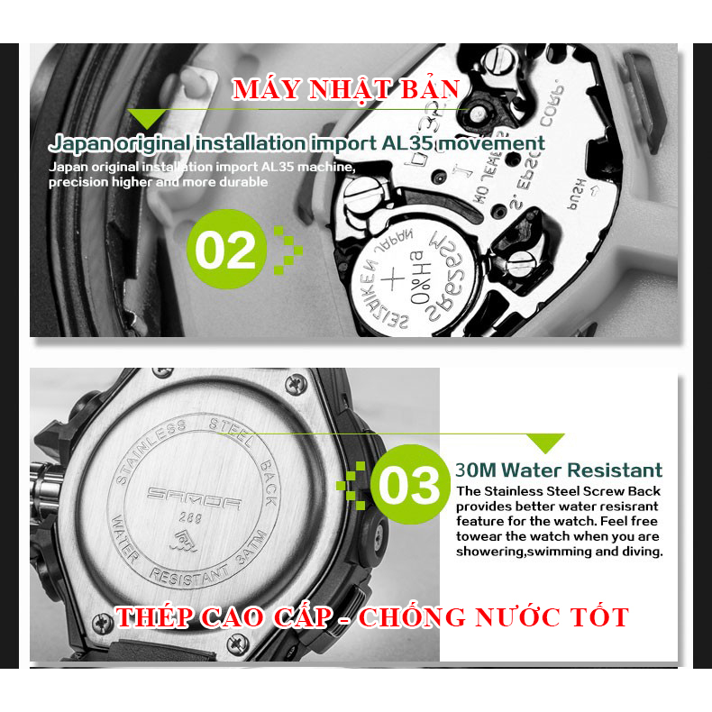 Đồng hồ Trẻ Em SANDA JAPAN 789, Chống nước Và Siêu bền