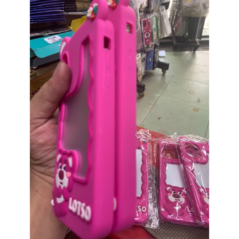 Ốp lưng iPhone XS,XSmax dẻo lưng có gương hình gấu dâu