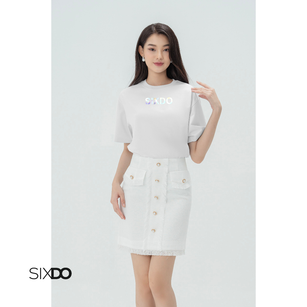 Áo phông unisex SIXDO phản quang (White SIXDO Tshirt)