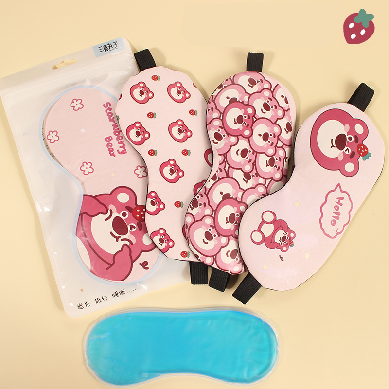 Bịt mắt che ngủ có túi gel massage hình gấu dâu lotso