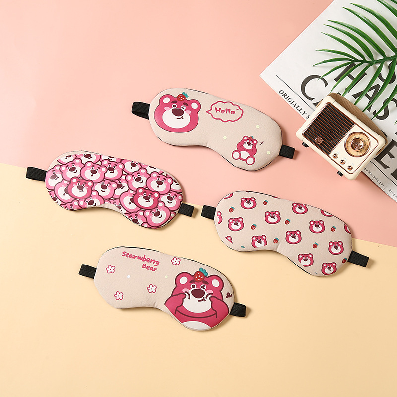 Bịt mắt che ngủ có túi gel massage hình gấu dâu lotso