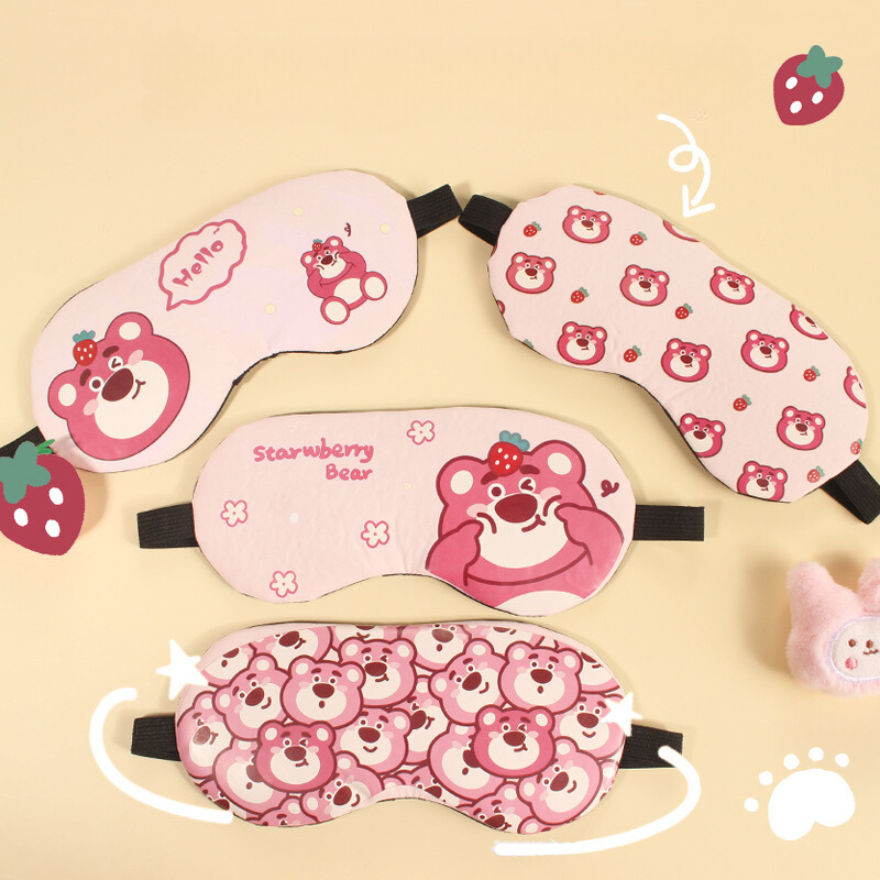 Bịt mắt che ngủ có túi gel massage hình gấu dâu lotso
