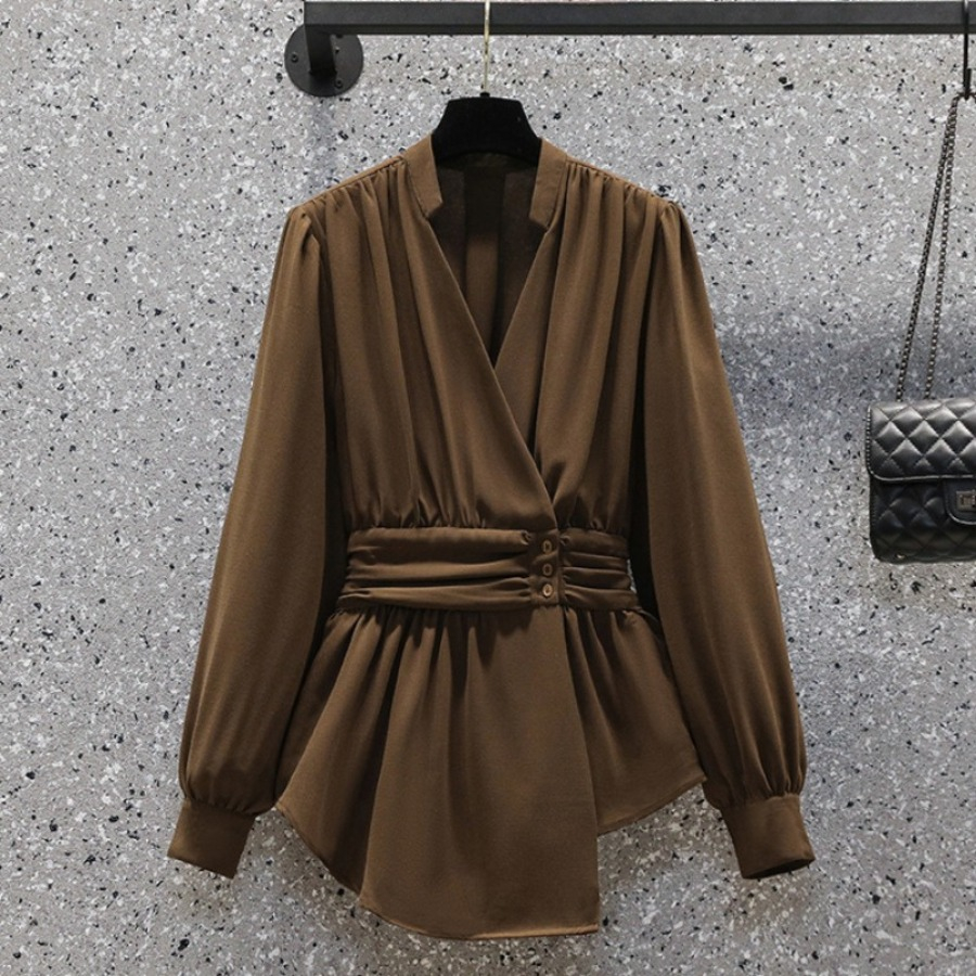 Áo sơ mi nữ tay dài LAMODE mềm mịn, phong cách, thời thượng SMF002