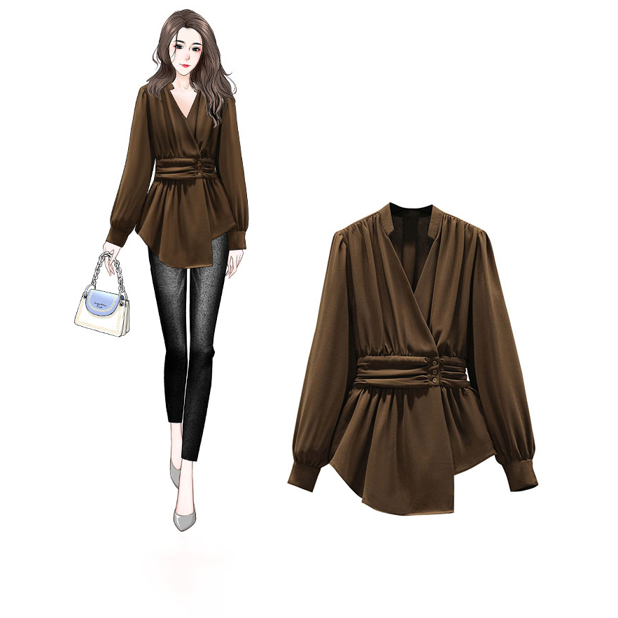 Áo sơ mi nữ tay dài LAMODE mềm mịn, phong cách, thời thượng SMF002