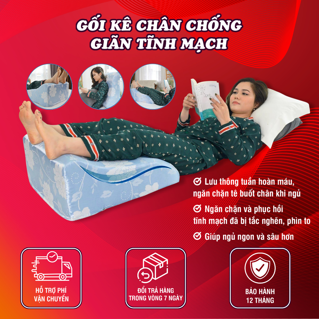 TEM CHÍNH HÃNG Gối Kê Chân Chống Giãn Tĩnh Mạch Chuyên Dụng Yorokobi KT 25&28CM - Đánh Giá Thật, Lượt Mua Thật