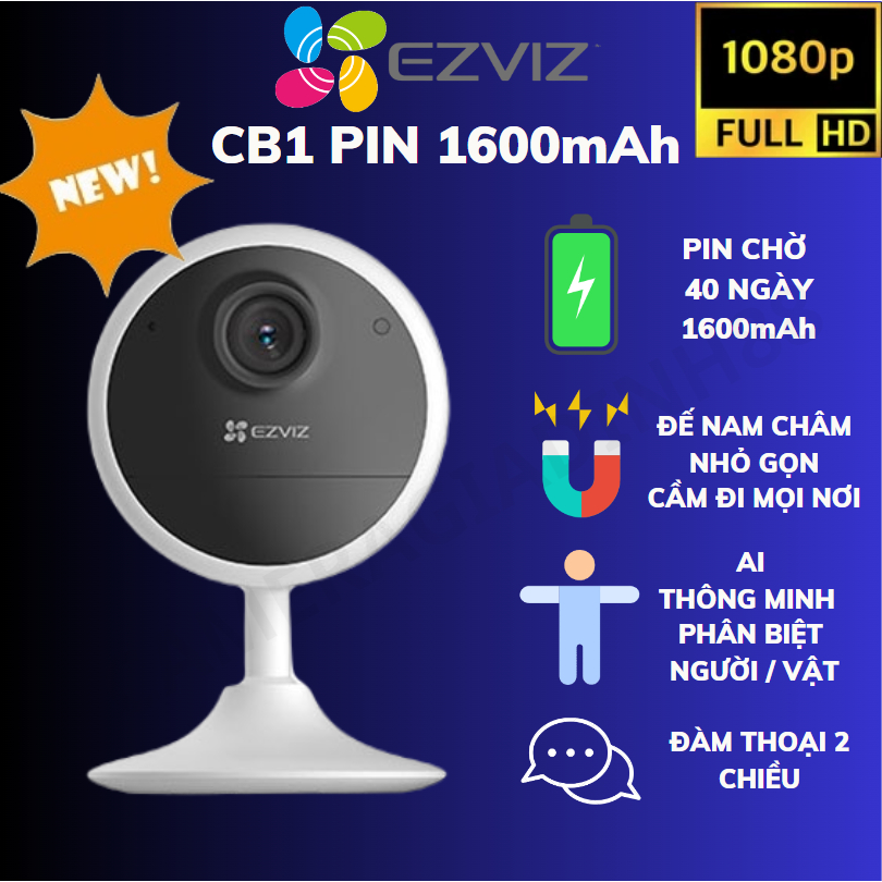 Camera WIFI EZVIZ DÙNG PIN CB1 KHÔNG DÂY 1600A Chính Hãng 24TH