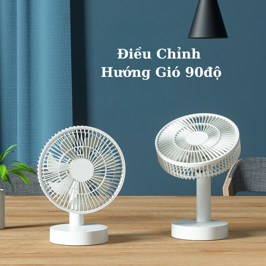 Quạt Tích Điện Để Bàn 12h Dung Lượng Pin 4000mAh 4 Chế Độ Gió