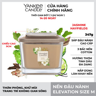 Nến ly vuông Elevation Yankee Candle size M - Jasmine Hayfields (347g)