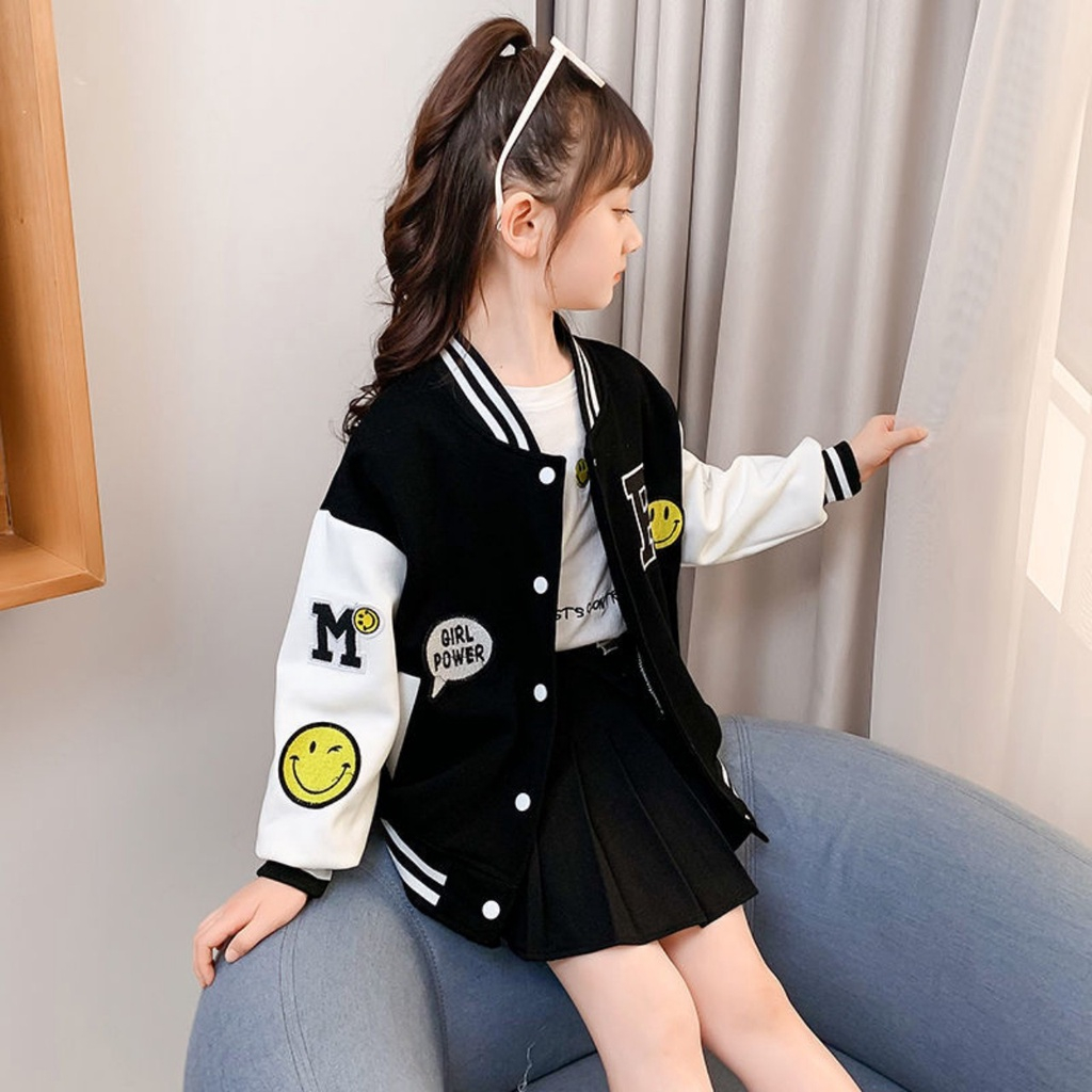 Áo bomber bé gái 14-45kg, áo khoác bé gái 4-15 tuổi mẫu chữ R chất nỉ cao cấp sang trọng cute, hàng may kĩ.BOMBERNUS68