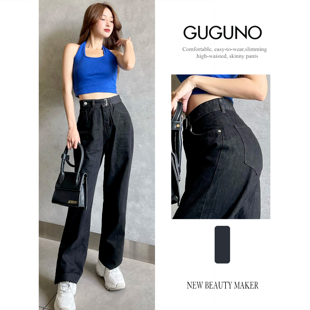 Quần jeans nữ ống rộng GUGUNO (quần jeans nữ, quần jean nữ, quần rin nữ, quần bò nữ)