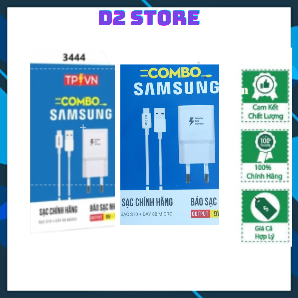 (Bảo hành 1 năm)Bộ Sạc Nhanh Sam Sung S10 Micro Chính Hãng TPVN_D2 Store .