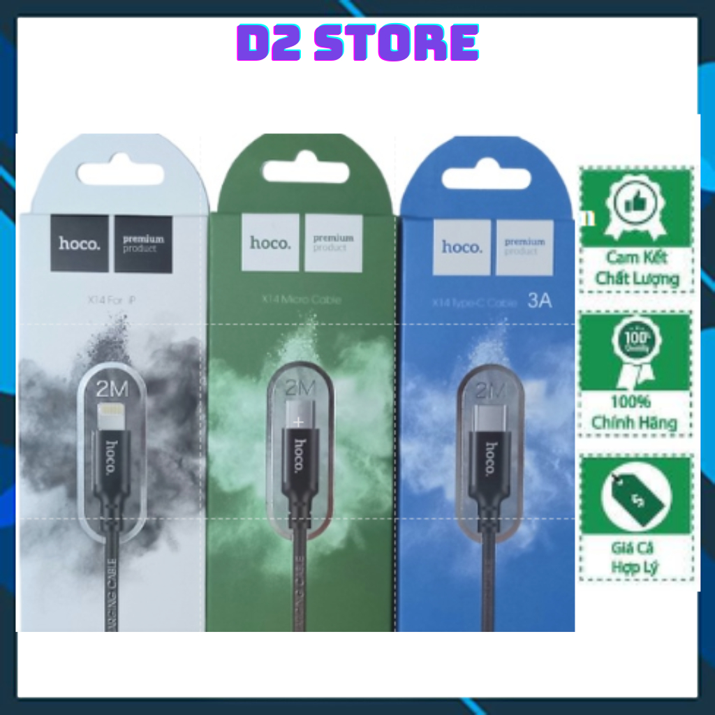 (Bảo hành 6 tháng)Cáp Sạc Nhanh Hoco X14 Bọc Dù 2M Giúp Máy Sạc Nhanh; Bọc Dù Chống Đứt; Gãy- D2 store .