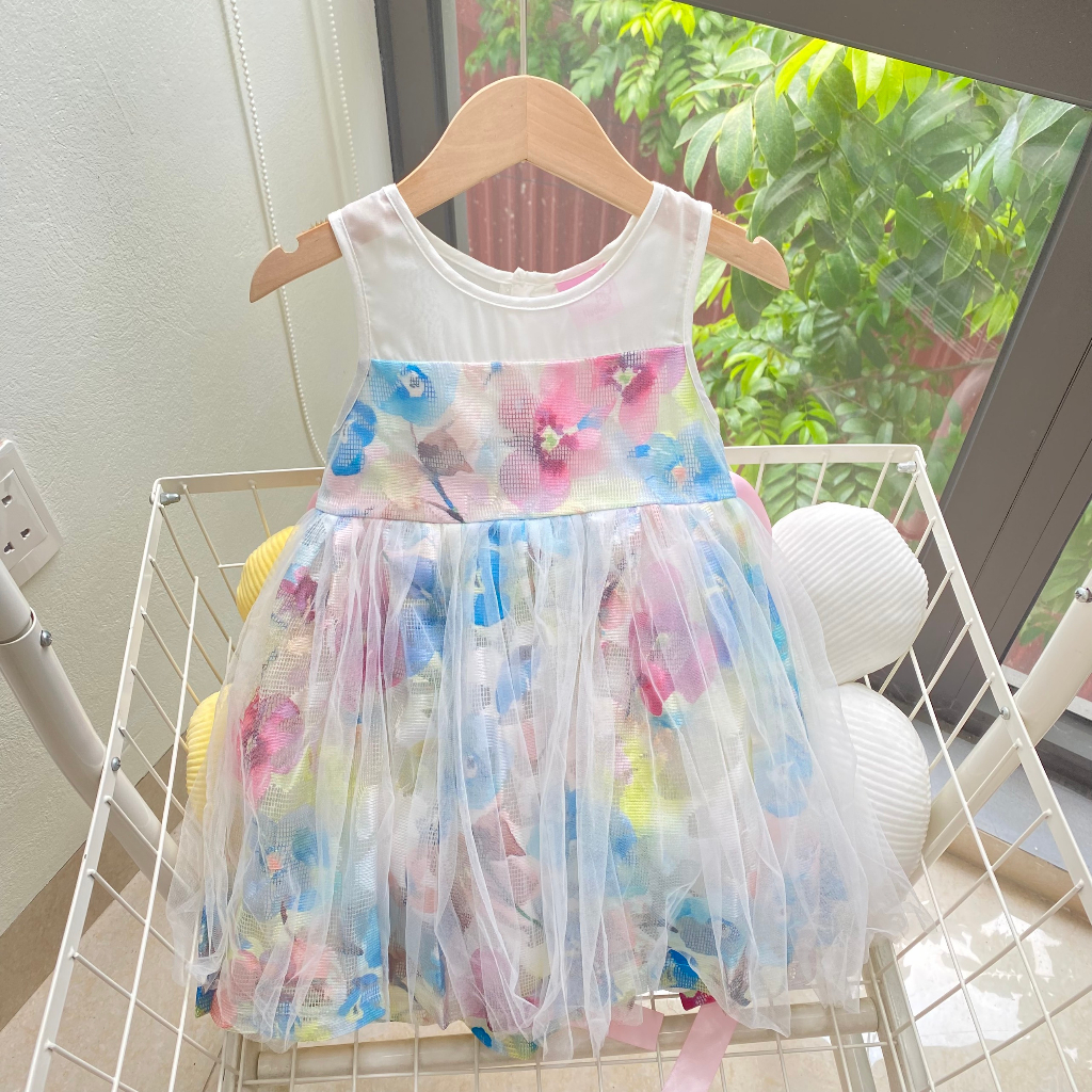 Váy bé gái, đầm hè sát nách cho bé gái 2 lớp mẫu đa dạng nhiều màu lựa chọn size 12-21kg