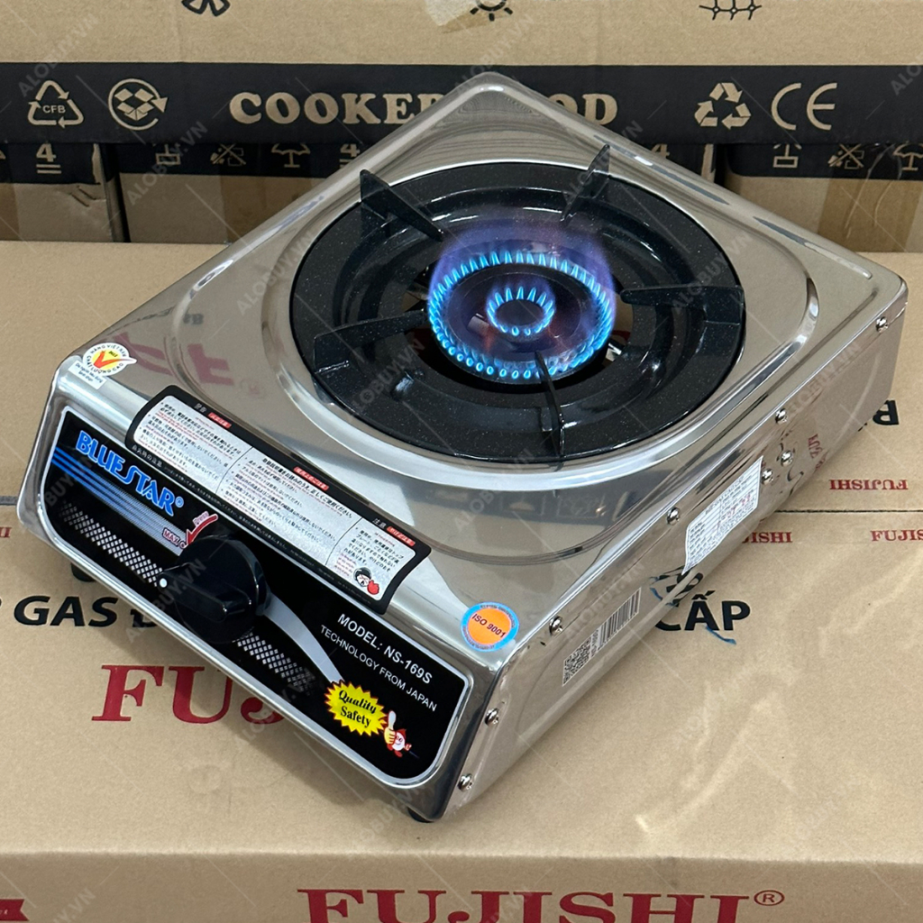 Bếp gas đơn INOX BLUESTAR NS-169S - ĐIẾU GANG ĐÚC LỬA LỚN - Đun nấu nhanh + Tiết kiệm gas - Bảo hành chính hãng 1 năm
