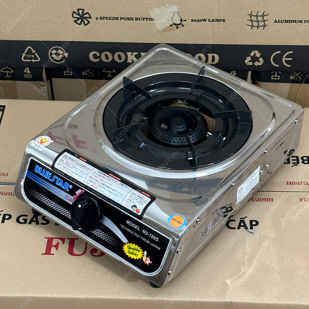 Bếp gas đơn INOX BLUESTAR NS-169S - ĐIẾU GANG ĐÚC LỬA LỚN - Đun nấu nhanh + Tiết kiệm gas - Bảo hành chính hãng 1 năm
