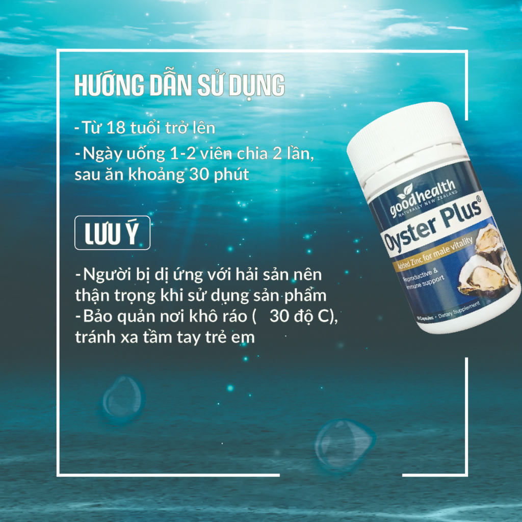 Tinh chất hàu biển Good Health Oyster Plus New Zealand tăng cường sinh lý nam giới hộp 60 viên