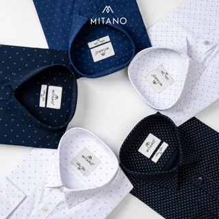 Áo sơ mi nam dài tay Mitano, slimfit, không túi ngực, in họa tiết,vải bamboo.