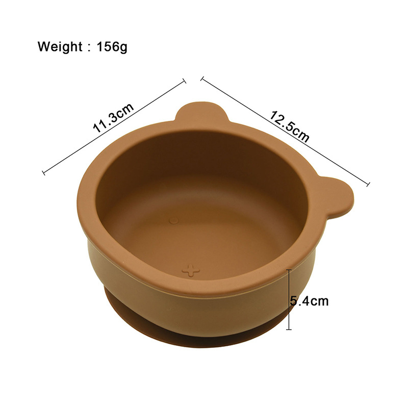 Set Bát Gấu Silicon Và Set Thìa Dĩa Inox 316  Cho Bé Tập Ăn Dặm