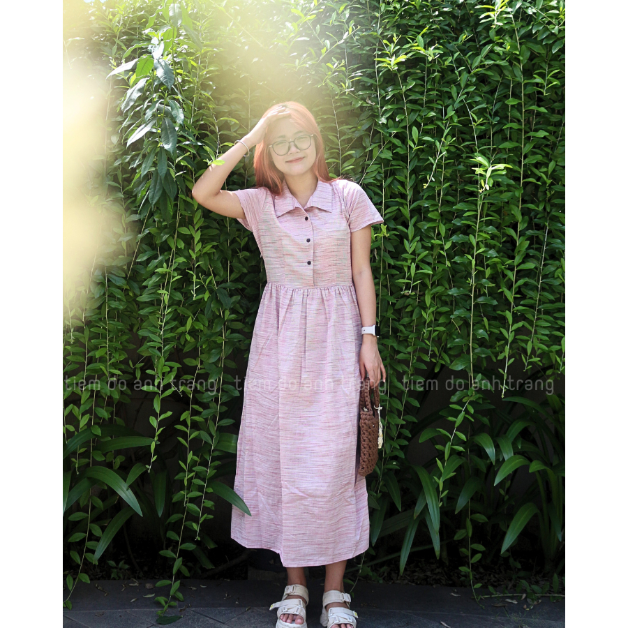 Đầm babydoll Hồng Hạc chất liệu linen tưng mềm